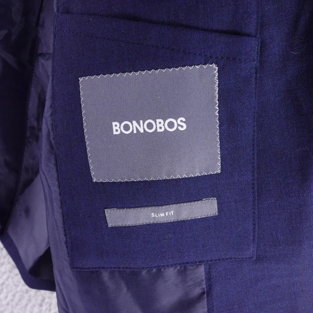Bonobos Mens 36S Jetsetter Slim Fit Blue Wool Blend Blazer Sport Coat